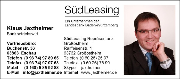 e-Mail an Klaus Jaxtheimer bei einem Klick auf die Visitenkarte
